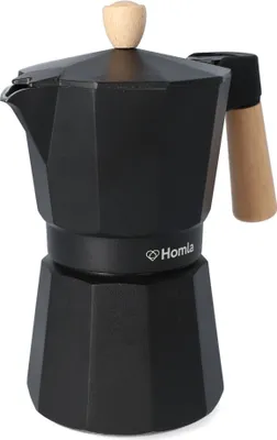 Produktbild von Kaffeemaschine Espressokocher MIA MOKKA schwarz mit Holzgriff 6 Tassen HOMLA