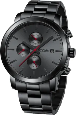Produktbild von Herren Uhr Chronographen EdelstahlBand Männer Uhren Wasserdicht Armbanduhr Business Schwarz Stoppuhr mit Datum Analog Quarzuhren