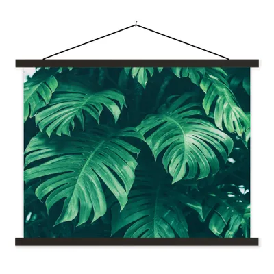 Produktbild von MuchoWow® Textilposter Monstera - Blätter - Pflanzen - Dschungel - Natur 150x113 cm mit holzfarbenen Rahmen - Poster