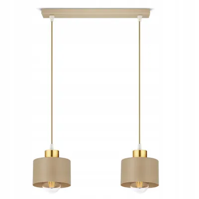 Produktbild von FKL DESIGN Home Deco Hängelampe Hängeleuchte Ecru-Gold 2-flammig E27 Metall Lampeschirme Lampe aus Serie N485 (BZ2)