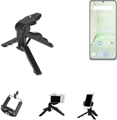 Produktbild von K-S-Trade Stativ Tisch-Ständer Dreibein Handy-Stativ Ständer kompatibel mit UMIDIGI Note 90 Mini-Stativ Smartphone Tripod Handy-Stativ aus Plastik