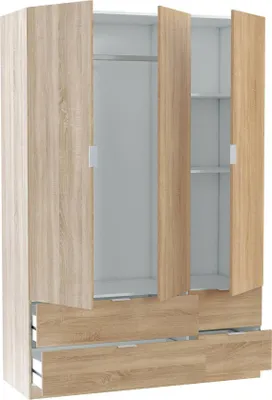Immagine prodotto di Dmora Guardaroba 3 Ante Ababala 52x135 cm Marrone Rovere, Appendiabiti 3 Ante