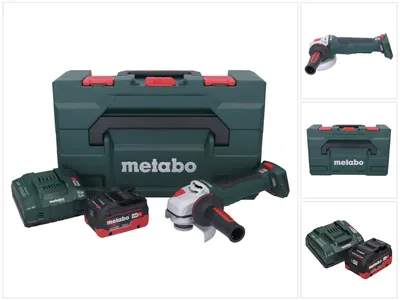 Imagen del producto de Amoladora angular a batería Metabo WPB 18 LT BL 11-125 Quick de 18 V y 125 mm sin escobillas + 1 batería de 8,0 Ah + cargador + metaBOX