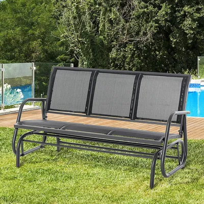 Produktbild von 3-Sitzer Gartenbank als Gartenschaukel Schaukelstuhl Sitzbank Parkbank 151x75x85cm Schwarz
