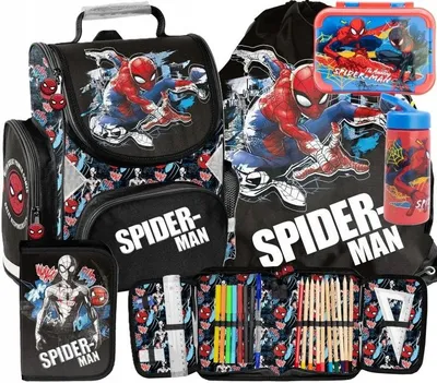 Produktbild von SPIDERMAN Schulranzen set 5in1 Ranzen rucksack Federmappe Turnbeutel SPIDER-MAN fur JUNGEN SET FÜR SCHULKINDER SCHULRANZEN + FEDERMAPPE + TURNBEUTEL