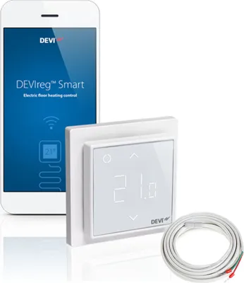 Produktbild von DEVIreg Smart WiFi digitálny termostat Izbový regulátor pre elektrické podlahové vykurovanie, polárna biela 140F1140