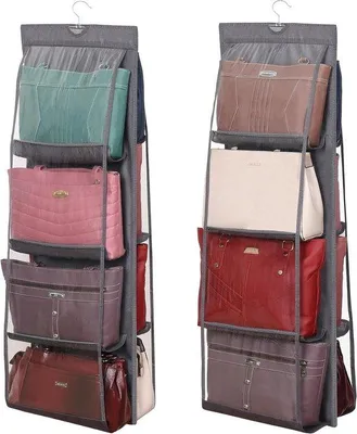 Immagine prodotto di Piccolo organizer da appendere alla borsa, 8 scomparti trasparenti, senza pieghe, confezione da 2 pezzi