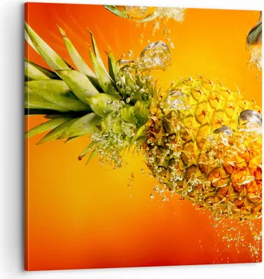 Produktbild von Bild auf Leinwand - Leinwandbild - Karibik ananas frucht gesund - 60x60cm - Wand Bild - Wanddeko - Leinwanddruck - Bilder - Kunstdruck - Wanddekoration - Leinwand bilder - Wandkunst - AC60x60-2209