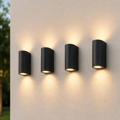 Produktbild von 4er Set hoftronic LED-Wandleuchte Douglas IP44 Dimmbar Up & Down Licht Schwarz GU10