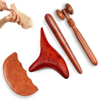 Imagen del producto de Kit de Masaje de Madera: Conjunto de herramientas de maderoterapia, rodillo de masaje de madera de alta calidad para cuello, piernas, espalda y cuerpo, para aliviar el dolor y promover la relajación