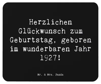 Produktbild von Mr. & Mrs. Panda Mauspad Spruch 1927 Geburtstag - Schwarz - Geschenk, pc mausunterlage, mousematte, Jahrgang, Herzlichen Glückwunsch zum, Mouse Pad, Geburtsjahr, Jubilar
