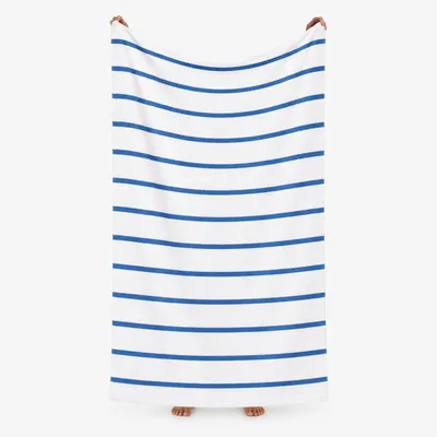 Produktbild von Komfortec Strandtuch 100x180 cm, Baumwolle, Großes Badetuch mit Streifen Design, Weich & Saugstark, Ideal für Strand, Pool und Urlaub