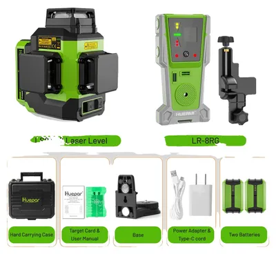 Zdjęcie produktu dla Niwelator laserowy Huepar, projekcja 12 linii, bateria 5200mAh, SET-1 z odbiornikiem