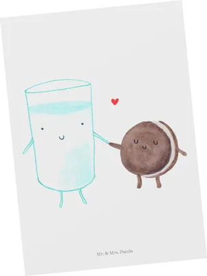 Produktbild von Mr. & Mrs. Panda Postkarte Milch Keks - Weiß - Geschenk, Lustige Sprüche, Milk, Grußkarte, bildkarte, Cookie, Postkarten, Ansichtskarten, Kaffee, Kekse, Ansichtskarte
