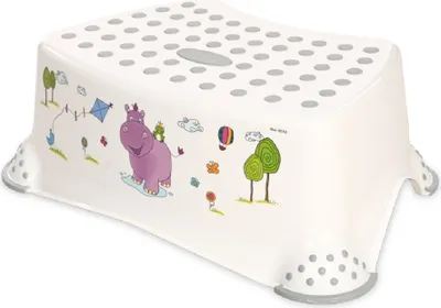 Immagine prodotto di Sgabello da bagno per bambini Lorelli a un gradino Hippo, sgabello antiscivolo, tacchetti in gomma