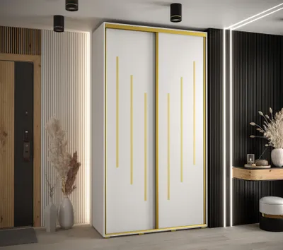 Produktbild von Kleiderschrank ASIRI 8 - 130/45 cm, weiß/gold