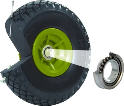 Produktbild von Sackkarrenrad PolyurethanRad 260x85 mm 3.00-4 60 mm versetze Nabe Ø 20 mm grün Vollgummi Bollerwagen