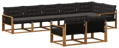 Produktbild von vidaXL Outdoor-Sofagarnitur mit Kissen 8 pcs Natürlich und Schwarz