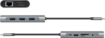 Produktbild von Logilink Dockingstation USB 3.2 Gen1,USB-C, 10-Port,PD,silb.