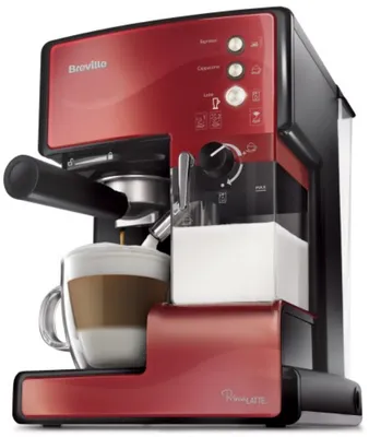 Produktbild von Breville PrimaLATTE, Espressomaschine, 1,5 l, Kaffeepad, Gemahlener Kaffee, Schwarz, Rot