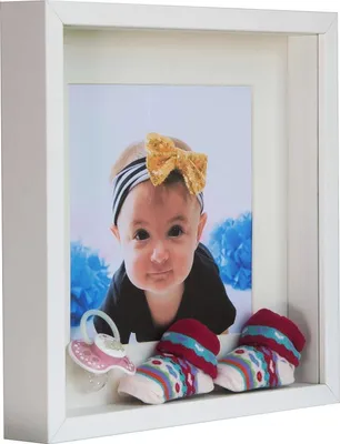 Produktbild von BD ART 28x28 cm Box 3D Bilderrahmen mit Passepartout 20x20 cm, Weiß Quadratische Klassiker Objektrahmen mit Glasscheibe