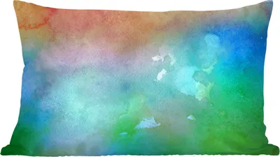 Produktbild von MuchoWow® Zierkissen Sofakissen Wohnzimmer Dekokissen 50x30 cm Aquarell - Blau - Grün - Rot - Wohnzimmerdekoration - Polster mit Photo