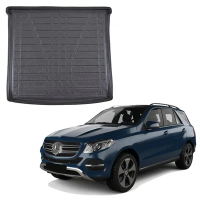 Image de Tapis De Coffre Sur Mesure Pour Mercedes GLE Class W166 2011-2019, Noir, Antidérapant, Bord Haut, Toutes Saisons