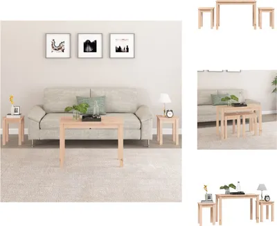 Produktbild von vidaXL Satztische 3 Stk. Massivholz Kiefer -  Beistelltische