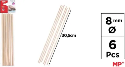 Image de Bâtons créatifs en bois - ronds 6pcs