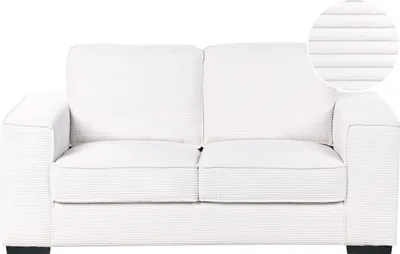 Produktbild von BELIANI Sofa Cord Weiß Jumbo Cord 2- Sitzer Bequemes Wohnzimmer Modern Retro