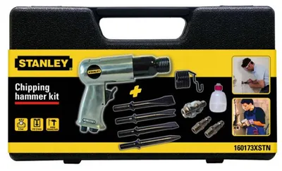 Pneumatischer Meißelhammer STANLEY BLACK+DECKER mit 4 Meißeln 1,6 kg 160173XSTN