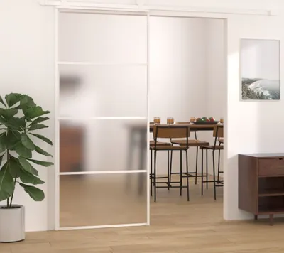 Zdjęcie produktu dla Drzwi przesuwne ESG matowe szkło i aluminium 90x205 cm Biały