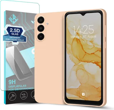 Produktbild von Hülle für Samsung Galaxy A17 / A17 5G mit 9H Displayglas Displayschutz Plus Case Cover Bumper Silikon Softgrip Schutzhülle Farbe: Rosa
