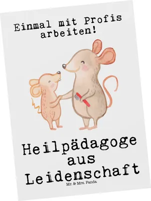 Produktbild von Mr. & Mrs. Panda Ansichtskarte Heilpädagoge Leidenschaft - Weiß - Geschenk, Ausbildung, Grußkarte, Kunstkarten, Postkarte, Postkarten, Motivkarte, Lustig, Spruch, Studium