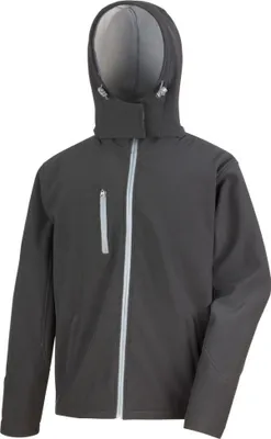 Produktbild von Result Core Herren Softshell Jacke Lite mit Kapuze BC3253 (S) (Schwarz/Grau)
