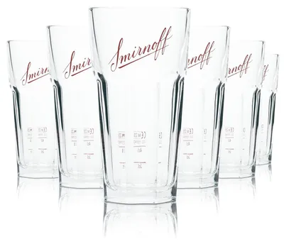 Produktbild von 6x Smirnoff Longdrinkglas 0,25l Kontur Becher Gläser Cocktail Vodka Gastro Club