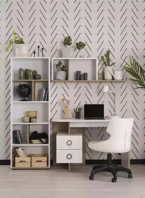 Produktbild von Kinderschreibtisch Schreibtisch Bücherregal Holz Weiß Set 3tlg Design