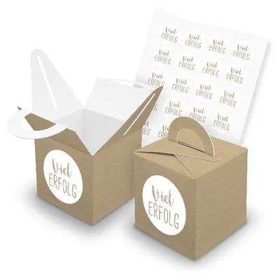 Produktbild von itenga SET 24x Würfelboxen mit Griff Braun (V43) + Motivsticker (M121)