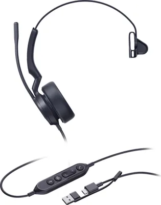 Immagine prodotto di Cuffie Yealink UH44 Mono Teams USB-C/A, con cavo, 20 - 20.000 Hz, per ufficio/call center, 127 g, cuffie, nero