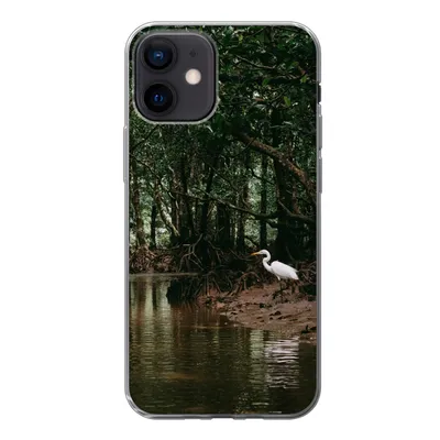 Produktbild von MuchoWow® Handyhülle Schutzhülle Hülle für iPhone 12 Reiher - Wald - See Silikon Softcase Handy Hülle - Schutzhülle
