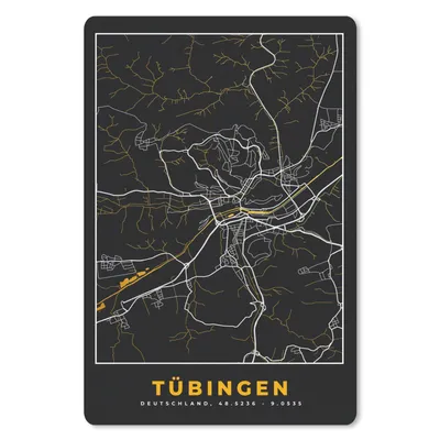 Produktbild von MuchoWow® Mauspad Mousepad Deutschland - Schwarz und Gold - Tübingen - Stadtplan - Karte 18x27 cm - Mousepads - Maus Mat - Pad - Mausunterlage