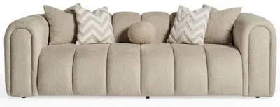 Productafbeelding van Driepersoonsbank, beige stoffen bekleding, modern, ruim, geschikt voor de woonkamer