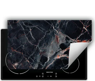 Produktbild von DarHaus Herdabdeckplatte 90x52 cm Anti Rutsch Matte Aufrollbar, rot - Marmor