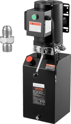 Image de VEVOR Pompe hydraulique Groupes hydrauliques AC 220 V, unité hydraulique simple effet 15 Qt, débit d'huile 6,3 L/min, pression de refoulement max. 22 MPa pour bennes basculantes Ateliers automobiles Ponts élévateurs pour voitures, noir