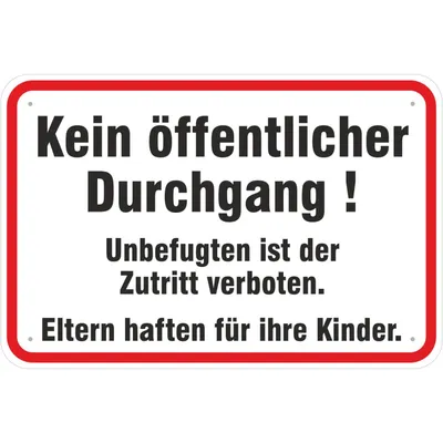 Produktbild von Schild 20x30 cm Kein öffentlicher Durchgang