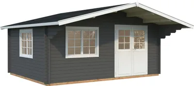 Produktbild von Gartenhaus Palmako Sally 19,1 m² inkl. Fußboden 577 x 560 cm dunkelgrau-weiß