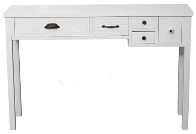 Consoletafel mit 5 Schubladen, Holz, Weiß, 120x34x78 cm