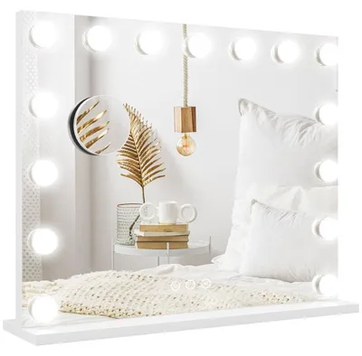 Immagine prodotto di Specchio cosmetico a LED con 15 luci dimmerabili | Colore: Trasparente | Dimensioni: 58x14x48 cm