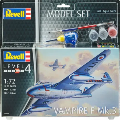 Produktbild von Revell Model Set Vampire F Mk.3 - Flugzeug-Modellbausatz; 63934