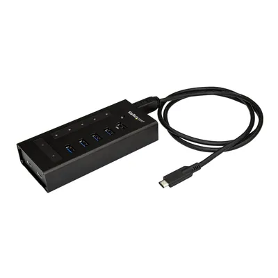 Produktbild von StarTech.com 7 Port USB-C Hub - USB Typ-C zu 2x USB-C/5x USB-A - Kommerzieller Metall-USB-3.0-Hub - SuperSpeed 5 Gbit/s USB 3.2 Gen 1 - Eigene Stromversorgung - BC 1.2 Schnellladung - Montierbar/robust, USB 3.2 Gen 1 (3.1 Gen 1) Type-B, USB 3.2 Gen 1 (3.1 Gen 1) Type-A, USB 3.2 Gen 1 (3.1 Gen 1) Type-C, 5000 Mbit/s, Schwarz, Aluminium, Leistung